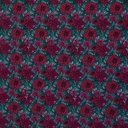 Pink blomster p� petrol bundfarve french terry modal