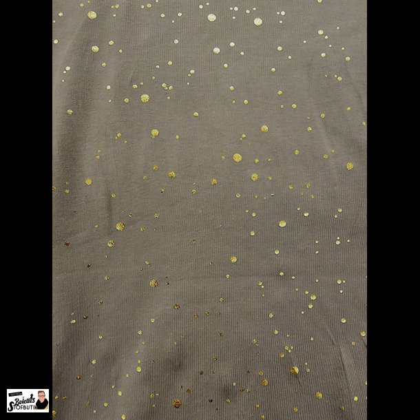 Gr med guld folie pletter bomulds jersey