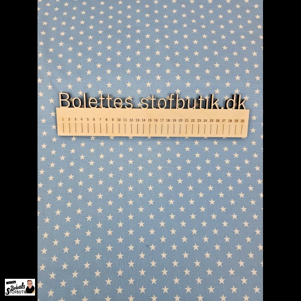 Fast bomuld med hvide stjerner p bl baggrund