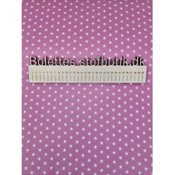 Fast bomuld med hvide stjerner p pink baggrund