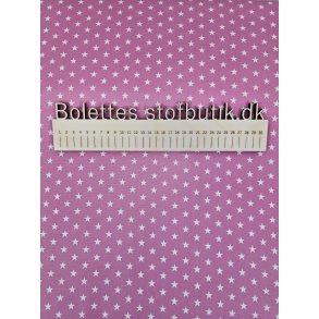 Fast bomuld med hvide stjerner p pink baggrund