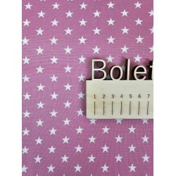 Fast bomuld med hvide stjerner p pink baggrund