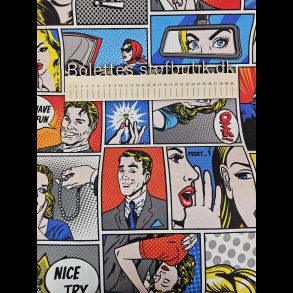 Kanvas med tegneserie print i farver