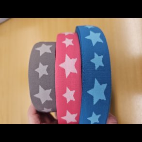 Bld elastik med stjerner 3cm