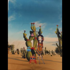 Indianer og hest panel bomulds jersey