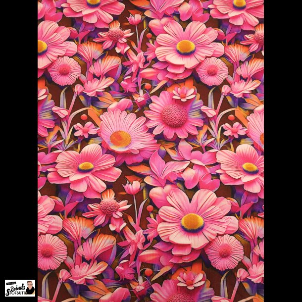 3D blomster pink viskose jersey
