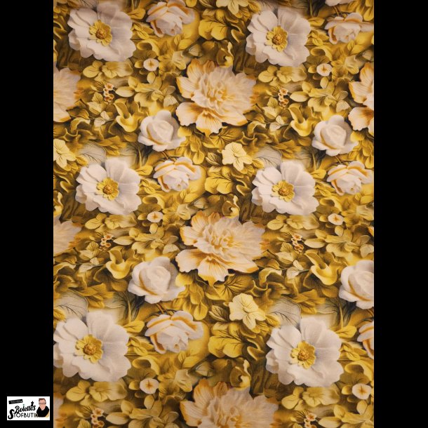 3D blomster gule viskose jersey
