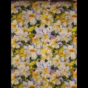 Blomster gul/hvid viskose jersey