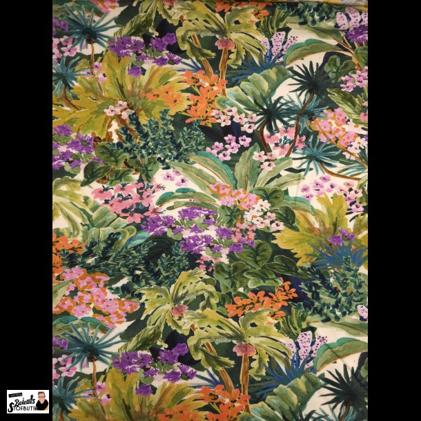 Blomster og blade viskose jersey
