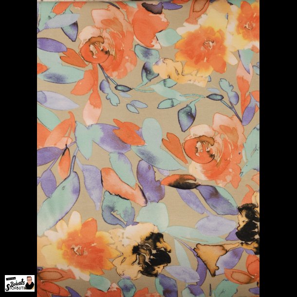 Pastel blomster viskose jersey
