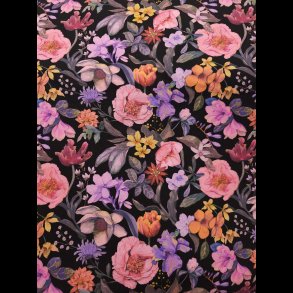 Blomster p mrk bundfarve bomulds jersey