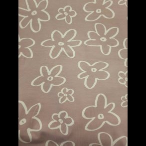 Hvide blomster p gammelrosa bundfarve bomulds jersey