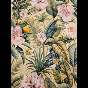 Zebra og blade bomulds jersey