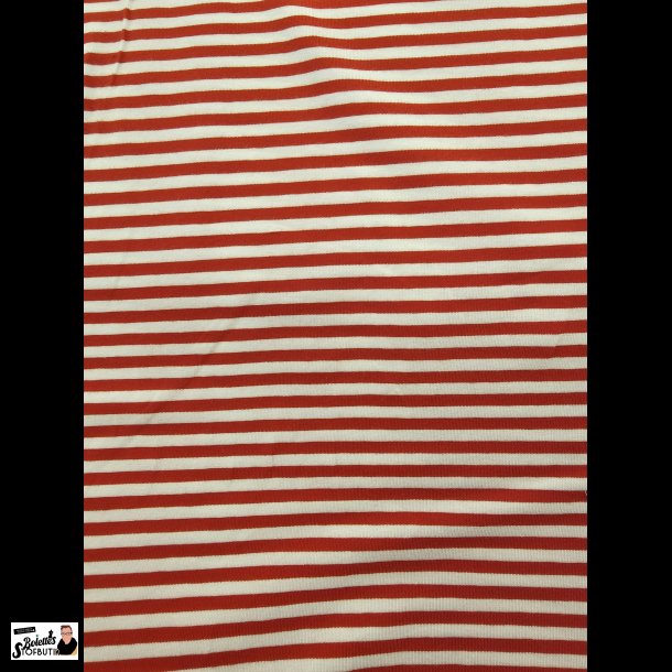 Rd/hvid stribet bomulds jersey