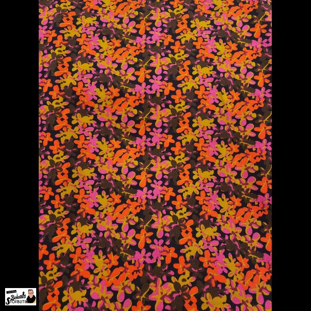 Sm blomster pink/orange/brun bomulds jersey