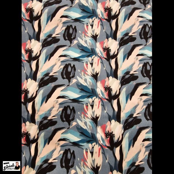Blomster vandfarve bomulds jersey