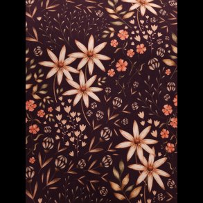 Blomster og grene french terry