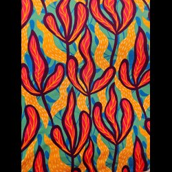 Store farverige blade french terry