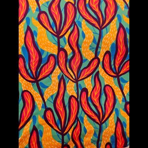 Store farverige blade french terry