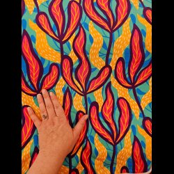 Store farverige blade french terry