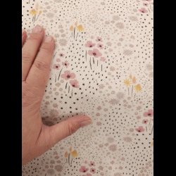 Bomulds jersey med hulmnster blomster