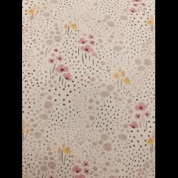 Bomulds jersey med hulmnster blomster