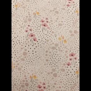 Bomulds jersey med hulmnster blomster