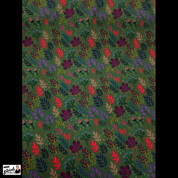 Blomster p grn bundfarve fast viskose