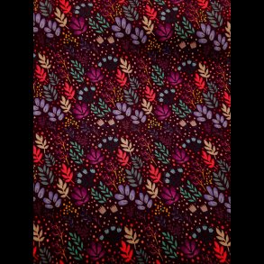 Blomster p mrk lilla bundfarve fast viskose