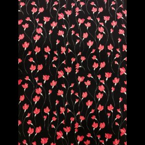 Pink blomster sort baggrund bomulds jersey