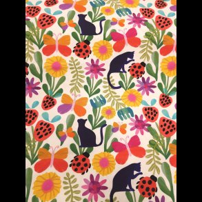 Katte og blomster bomulds jersey