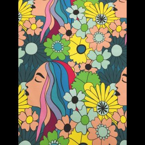 Damer og blomster french terry