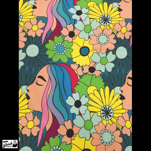 Damer og blomster french terry