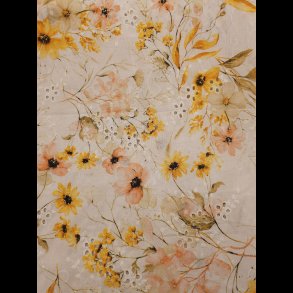 Broderi anglaise med blomster gul