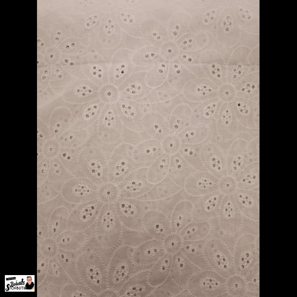 Broderi anglaise hvid med blomst 