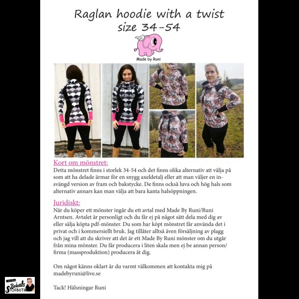 Raglan hoodie with a twist woman 