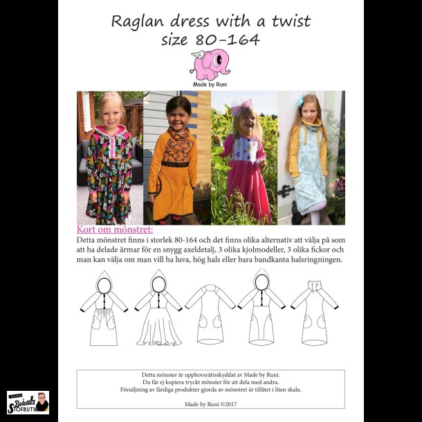 Raglan dress with a twist child