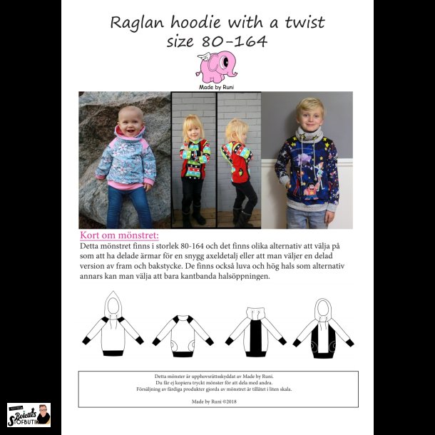 Raglan hoodie with a twist child