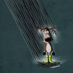 Trist rensdyr panel french terry