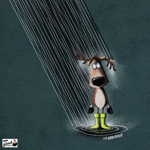 Trist rensdyr panel french terry