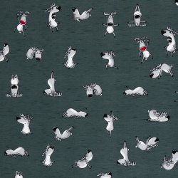 French terry med sjove rensdyr grn