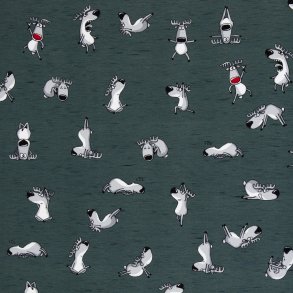 French terry med sjove rensdyr grn