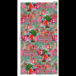 Dame og blomster bomulds jersey