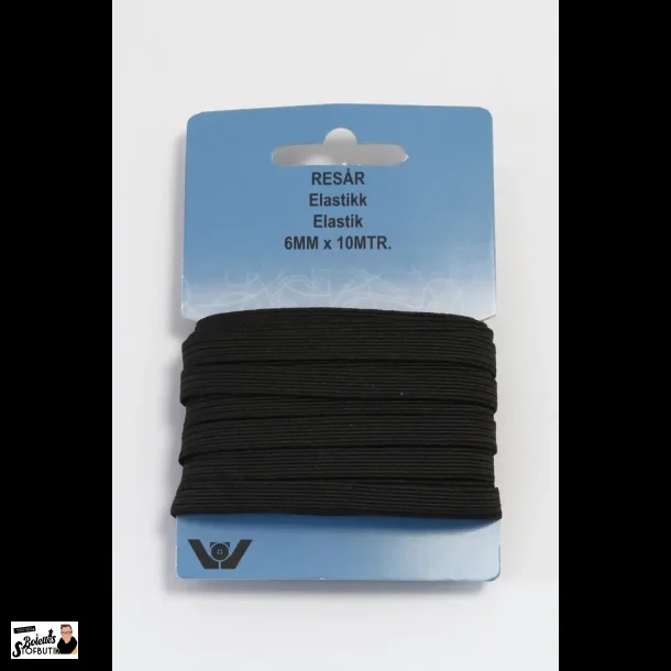 Elasik 6mmx10m, sort