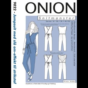 Jumpsuit med sl� om-effekt til strikstof