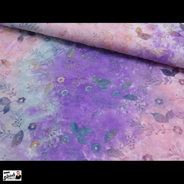 Broderet blomster p batik