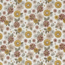 Blomster p rhvid bundfarve dobbelt gauze