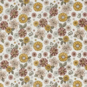 Blomster p rhvid bundfarve dobbelt gauze