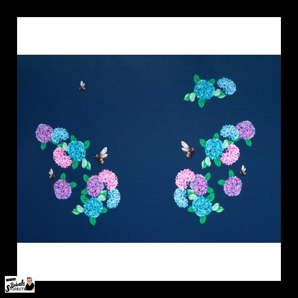 Blomster og bier viskose jersey panel