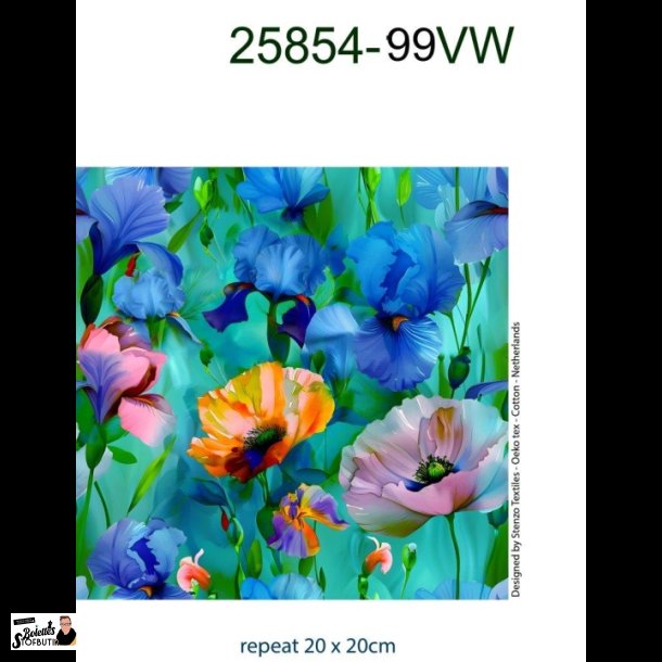 Aquarel flowers bomulds jersey
